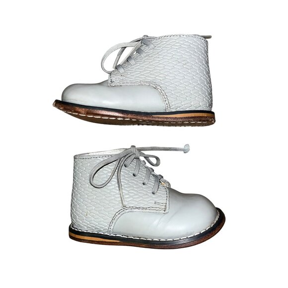 Vintage Style Josmo Baby First Walker Boots In Gray Textured Leather Size 4 Used - Picture 6 of 13